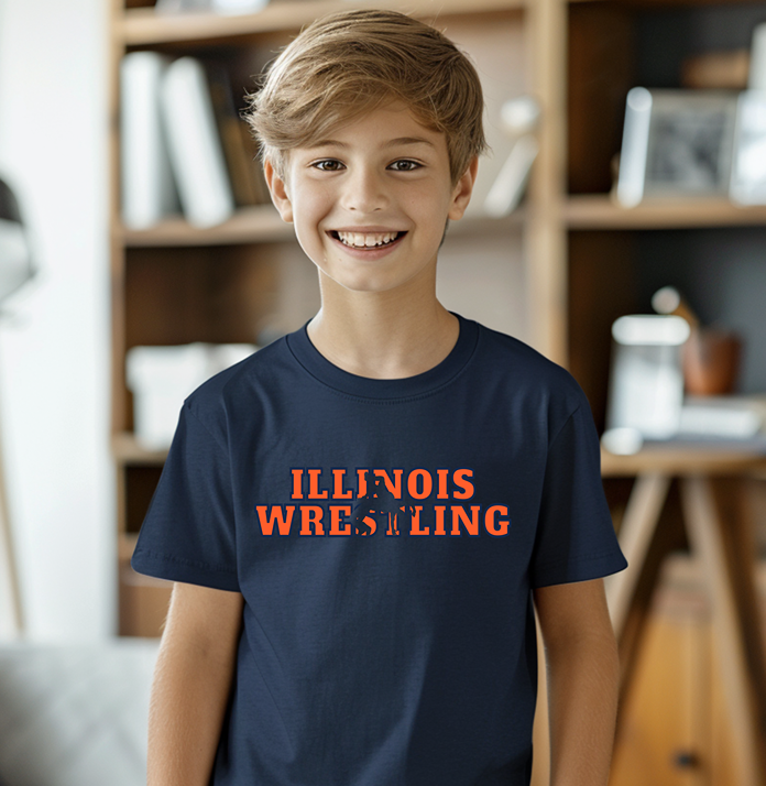 Illinois Mens Wrestling Team Wrestler Youth Freestyle Wrestling T-Shirt Kids Wrestler Tee