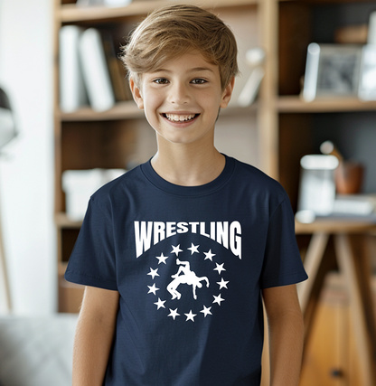 Wrestle Wrestling Match Silhouette Youth Freestyle Wrestling T-Shirt Kids Wrestler Tee