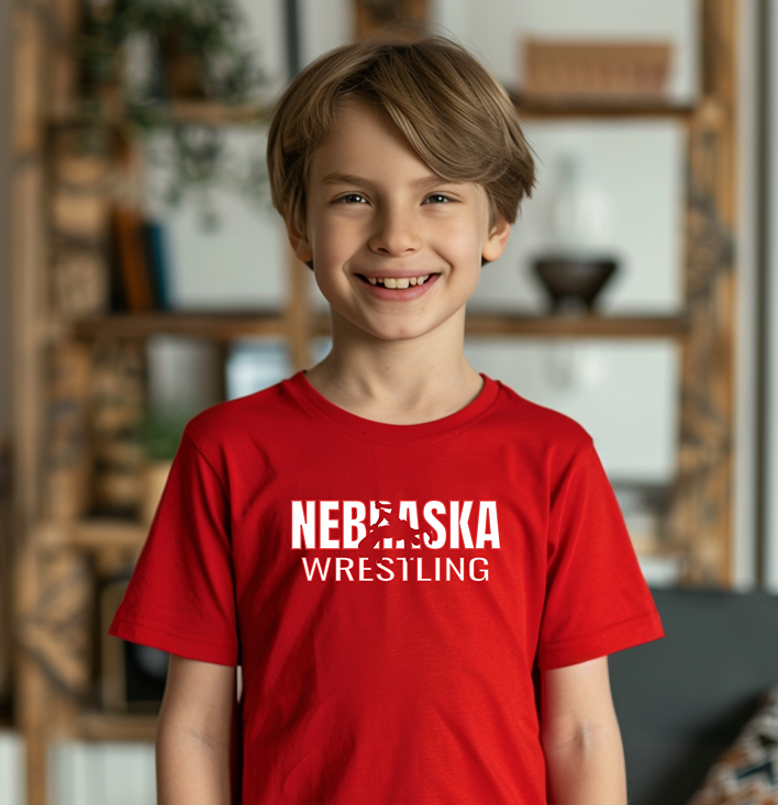 Nebraska Wrestler Gear Wrestling Team Youth Freestyle Wrestling T-Shirt Kids Wrestler Tee