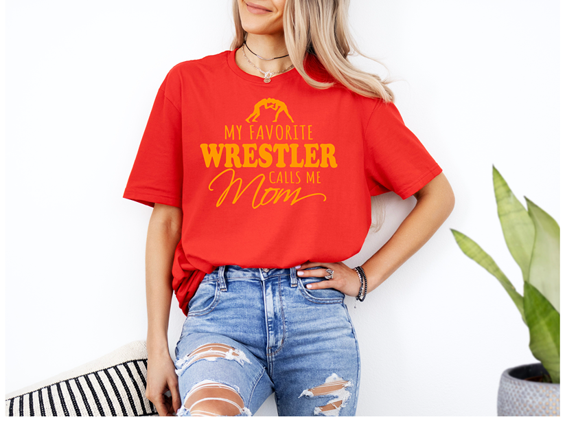 Wrestling Mom graphics Women My Favorite Wrestler Calls Me Mom Unisex Softstyle T-Shirt