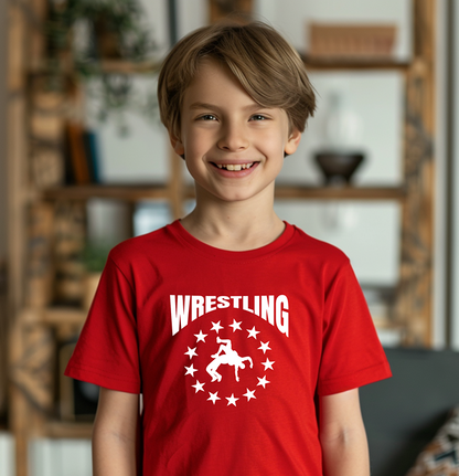 Wrestle Wrestling Match Silhouette Youth Freestyle Wrestling T-Shirt Kids Wrestler Tee