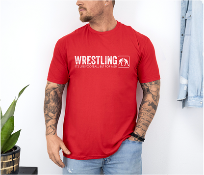 Wrestling What Men Do Wrestle Funny Quote Wrestler Unisex Softstyle Freestyle Wrestling T-Shirt Gender Neutral Tee