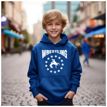 Wrestle design Wrestling Match Silhouette Gift Wrestler Boy Youth Hoodie Heavy Blend Hooded Sweatshirt