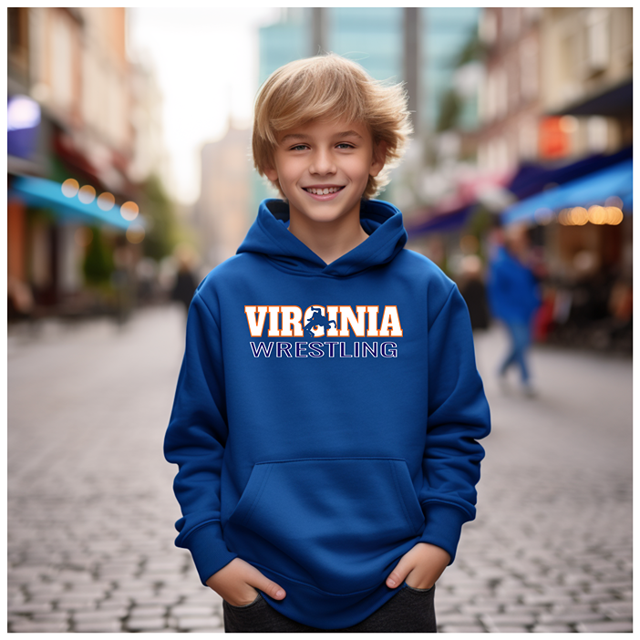 Virginia Wrestling Freestyle Wrestler Team State Pride Gift Youth Hoodie Heavy Blend Hooded Sweatshirt