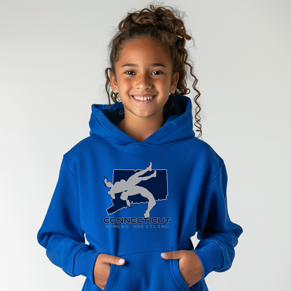 Connecticut Tween Wrestling Girls High School Wrestler Team Youth Hoodie Heavy Blend Hooded Sweatshirt