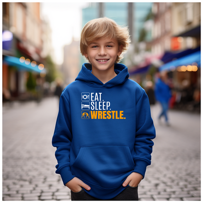 Funny Eat Sleep Wrestle Gift for Wrestlers Youth Hoodie Heavy Blend Hooded Sweatshirt