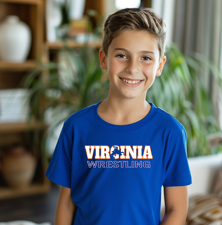 Virginia Wrestling Freestyle Wrestler Team Youth Freestyle Wrestling T-Shirt Kids Wrestler Tee