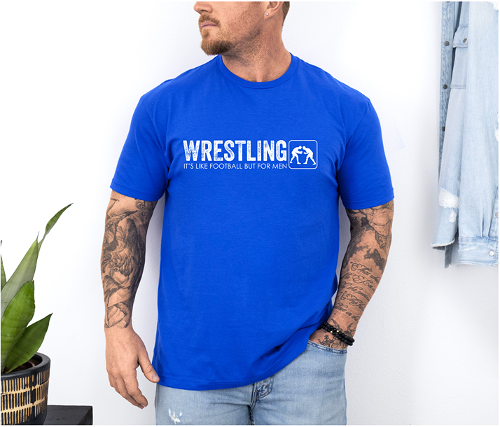 Wrestling What Men Do Wrestle Funny Quote Wrestler Unisex Softstyle Freestyle Wrestling T-Shirt Gender Neutral Tee