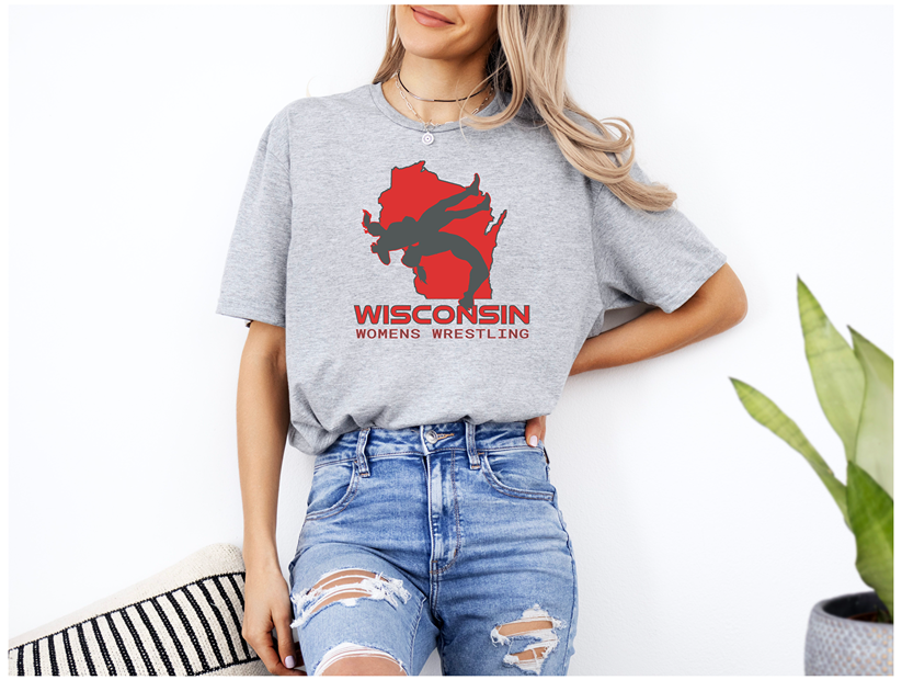 Wisconsin Women Wrestling Girl High School Wrestler Team WI graphic Unisex Softstyle T-Shirt