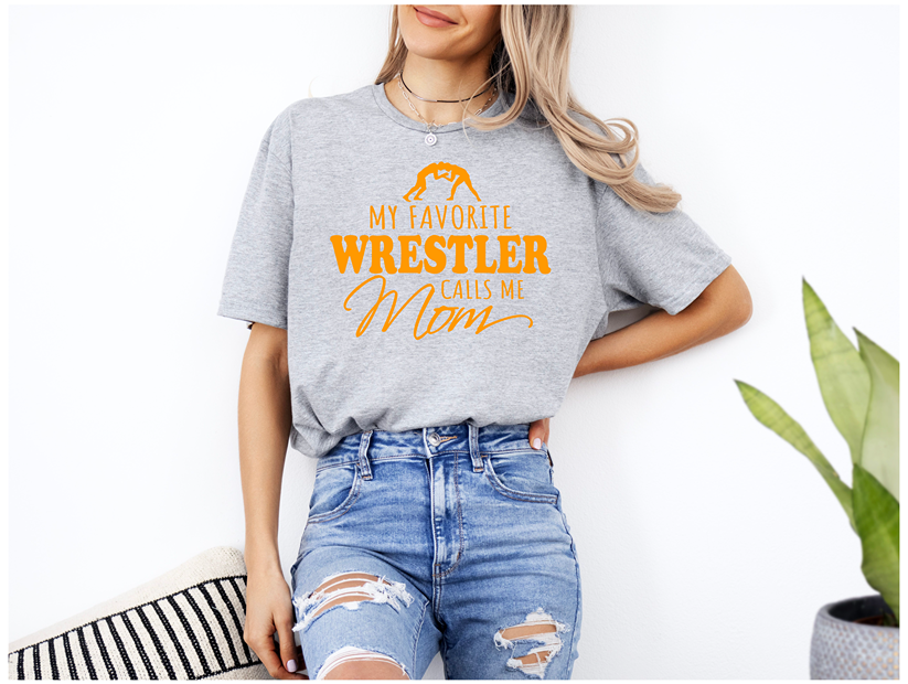 Wrestling Mom graphics Women My Favorite Wrestler Calls Me Mom Unisex Softstyle T-Shirt