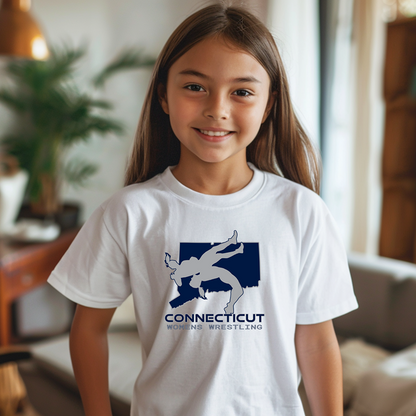 Connecticut Girls Wrestling Junior High School Wrestler Team Youth Freestyle Wrestling T-Shirt Kids Wrestler Tee