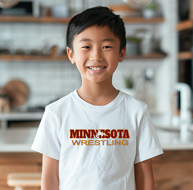 Minnesota Wrestling Freestyle Wrestler Gift State Pride MN graphic Kids Heavy Cotton™ Tee