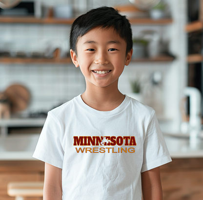 Minnesota Wrestling Freestyle Wrestler Gift State Pride MN graphic Kids Heavy Cotton™ Tee