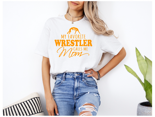 Wrestling Mom graphics Women My Favorite Wrestler Calls Me Mom Unisex Softstyle T-Shirt