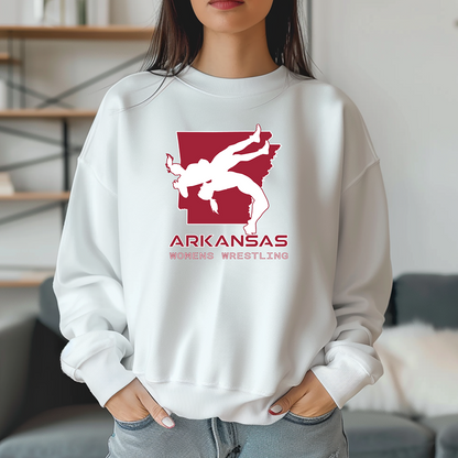 Arkansas Women Wrestling High School Girls Wrestler Team Warm Cozy Comfortable Unisex Crewneck Sweatshirt