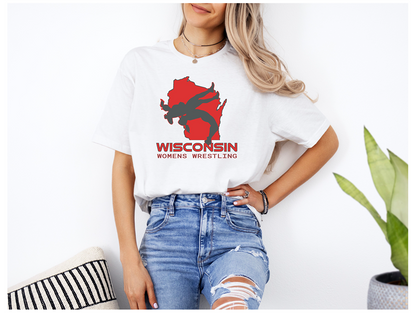 Wisconsin Women Wrestling Girl High School Wrestler Team WI graphic Unisex Softstyle T-Shirt