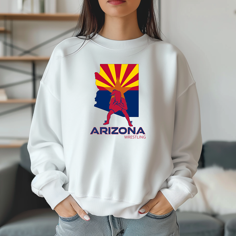 Arizona Girls Freestyle Wrestle Team Az State Flag Warm Cozy Comfortable Unisex Crewneck Sweatshirt