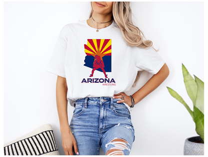 Arizona Girls Wrestling Daughter Wrestler Team Az State Flag product Unisex Softstyle T-Shirt