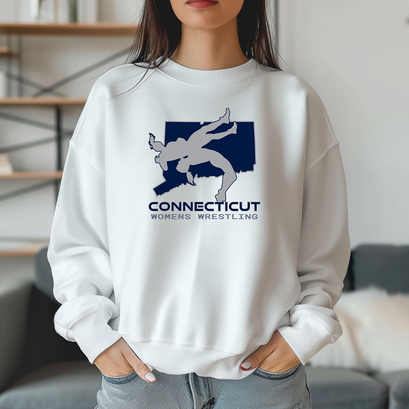 Connecticut Women Wrestling Girls High School Wrestler Team Warm Cozy Comfortable Unisex Crewneck Sweatshirt