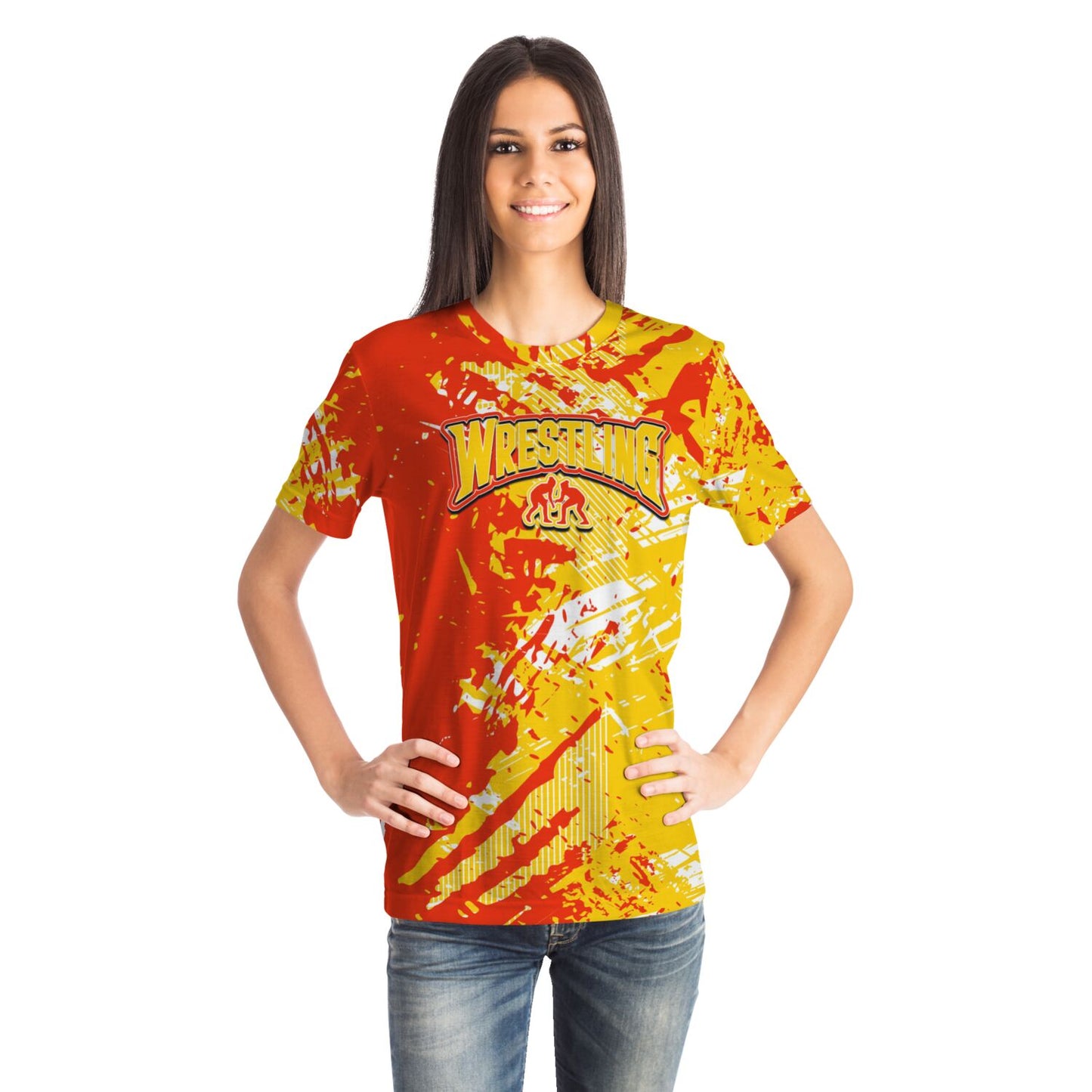 4Wrestlers Orange Peel Abstract Womens Wrestling All Over Print T-shirt