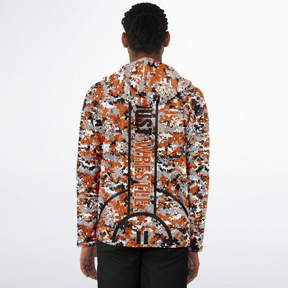 State of Oklahoma Wrestling Men's Wrestler Long Sleeve Hooded Performance Shirt - AOP Pixel Camo