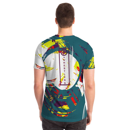 4Wrestlers Green and Purple Abstract All Over Print Premium T-shirt
