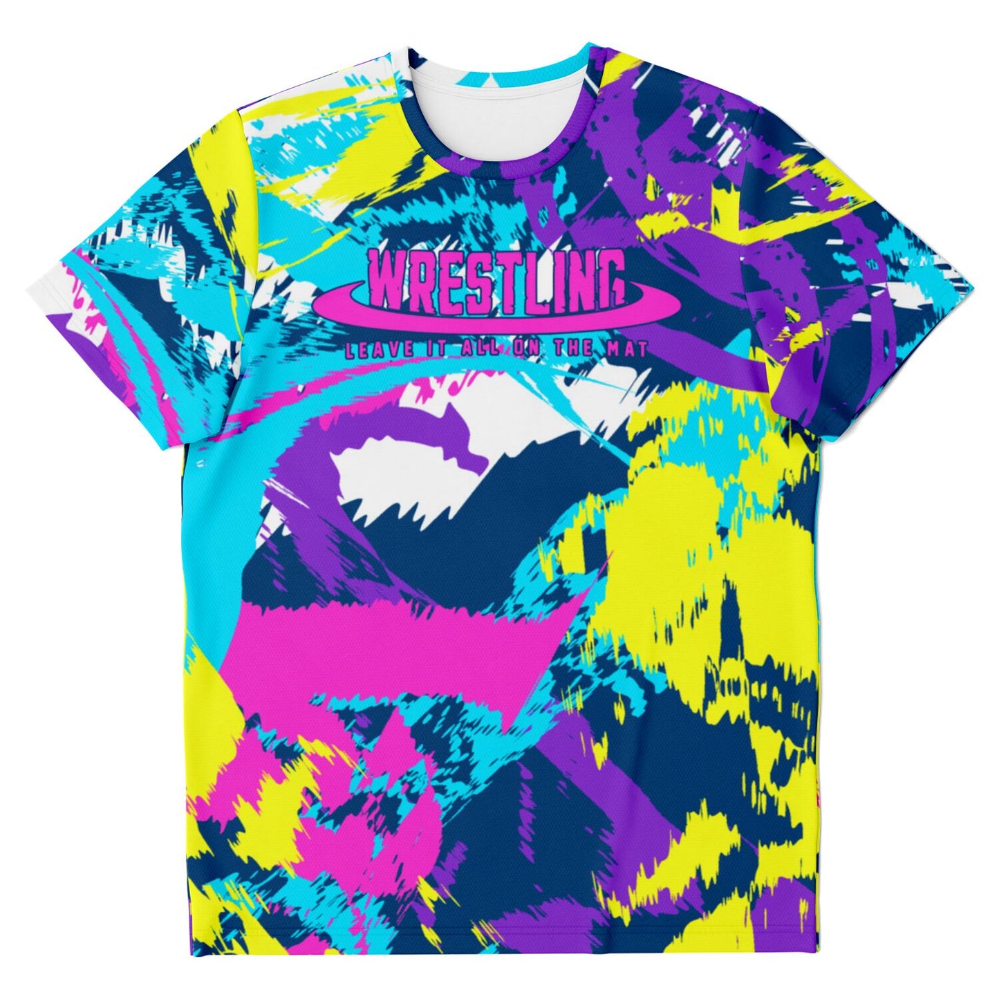 4Wrestlers Leave It All On The Mat Purple Splatter Womens Wrestling T-shirt