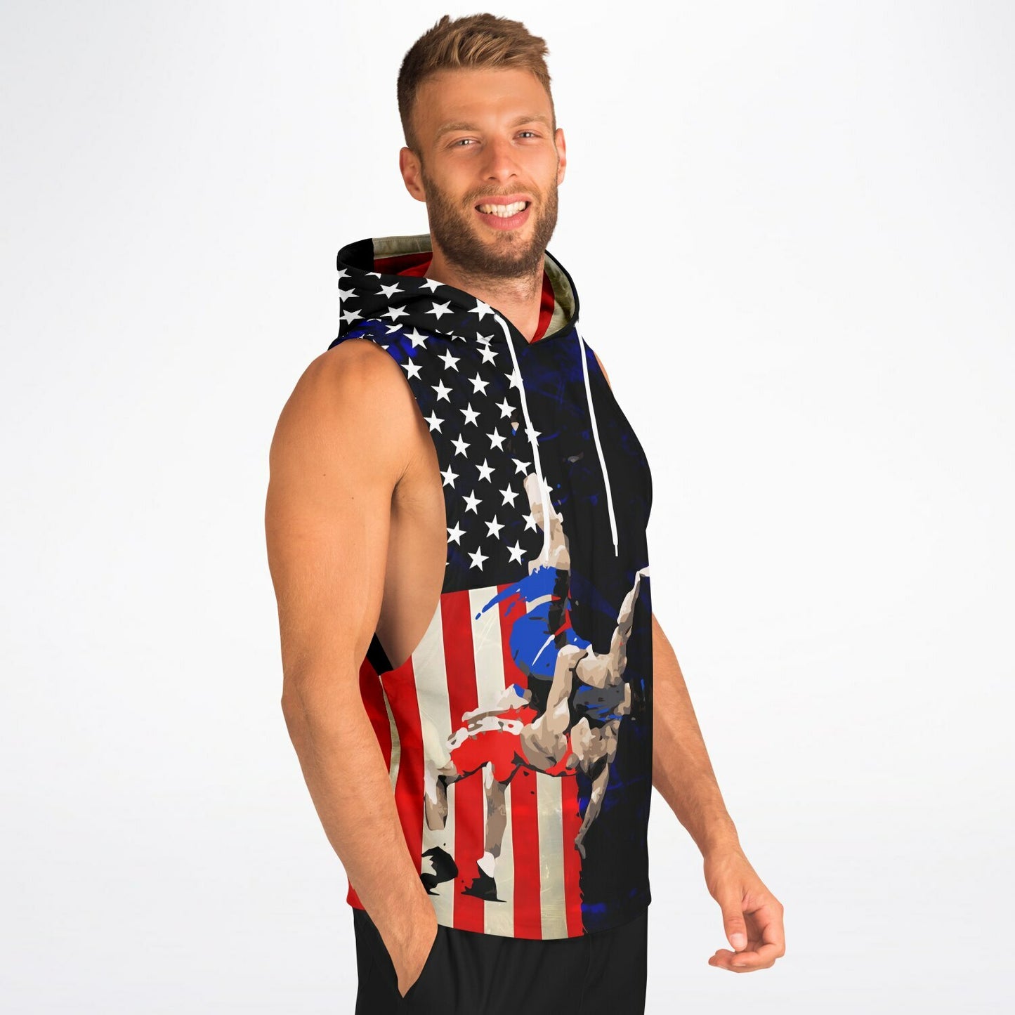 American Flag Wrestling Sleeveless Hoodie